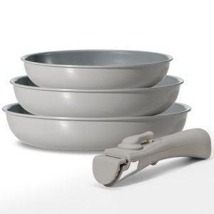 Ensemble de poêles induction Poignée amovible 7 pièces 24 cm, Revêtement céramique antiadhésif, Pour tous types de plaqu
