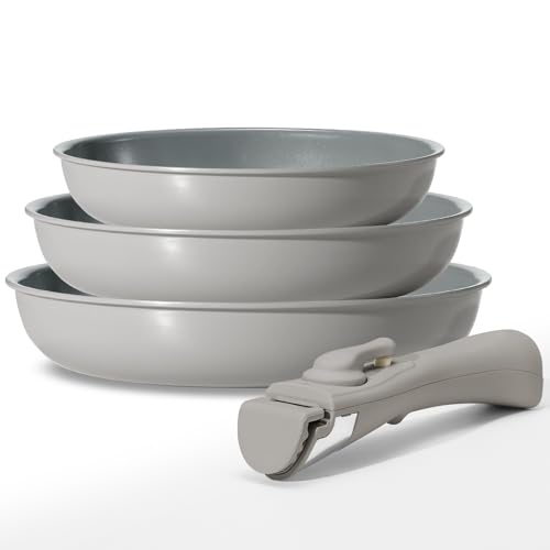 313olsdm1fl.jpg Ensemble de poêles induction Poignée amovible 7 pièces 24 cm, Revêtement céramique antiadhésif, Pour tous types de plaqu