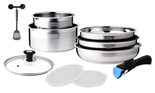 313qvzk0byl.jpg Arthur Martin AM0025 Batterie de cuisine amovible acier inoxydable pour cuisiniers professionnels et amateurs cuisson su