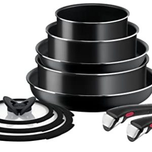 Tefal Ingenio Easy ON Set de Casseroles et Poêles, 10 Pièces Empilables, Poignée Amovible, Gain de Place, Antiadhésif, N