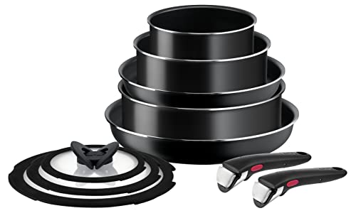 314givrkfil.jpg Tefal Ingenio Easy ON Set de Casseroles et Poêles, 10 Pièces Empilables, Poignée Amovible, Gain de Place, Antiadhésif, N