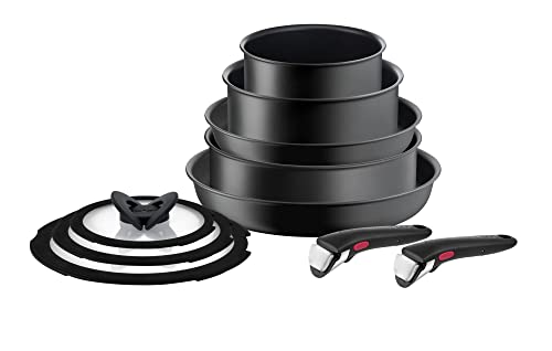 316czpnccpl.jpg Tefal Ingenio Ultimate Set de 10 ustensiles de cuisine empilables Noir + revêtement anti-adhésif + indicateur de tempéra