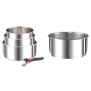 Tefal Ingenio Preference On L898S3 Lot de 4 Casseroles Empilables Induction Acier Inoxydable Polyvalentes Gain de Place