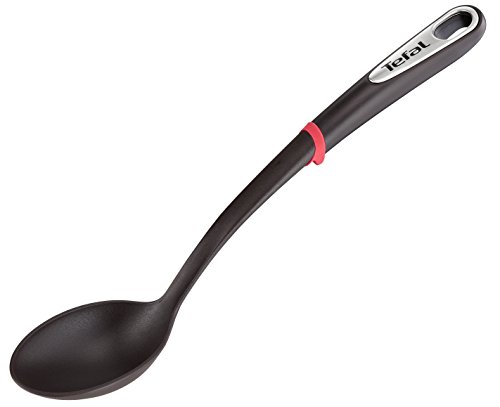 317hcu09gll.jpg Tefal Ingenio Set Spatule, Cuillère, Louche et Cuillère Passoire Argent Noir - Haute Qualité et Durabilité pour Cuisine
