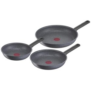 Poêles Tefal Natural On Lot 3, Induction, Antiadhésif, Cuisine Professionnelle, Fabriquées en France, 20/24/26 cm, Eco-R