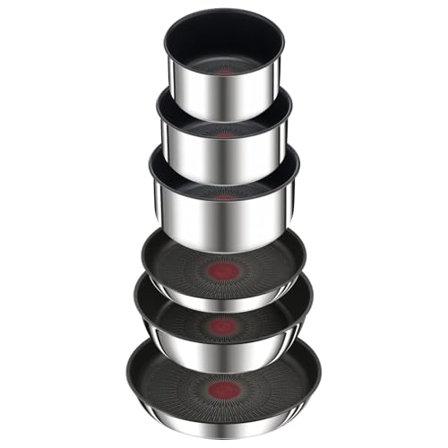 31dwop5diwl.jpg Tefal Ingenio, Batterie de cuisine 15 pièces, Induction et Acier inoxydable pour Maîtres-Cuisiniers Actifs, Cuisine à Do