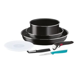 Cuisine Tefal Ingenio, Poêles et casseroles hermétiques, Lot de 7 ustensiles pour la cuisine, Design empilable et amovib
