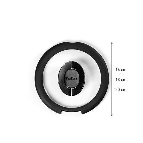 31f6qqlohl.jpg Tefal INGENIO - Couvercles en verre et silicone 16/18/20 cm Noir | Faciles À Nettoyer | Idéals Pour Une Utilisation Dail