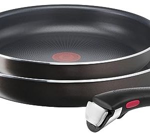 Tefal Ingenio Lot de 2 Poêles 24/28 cm | Revêtement Antiadhésif et Non Induction | Équipement de Cuisine Facile et Empil