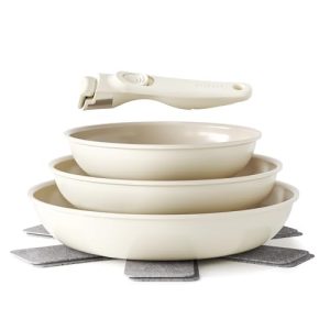 Redchef Lot de poêles céramique amovible anti-adhésives beige pour camping Global Recycled Standard