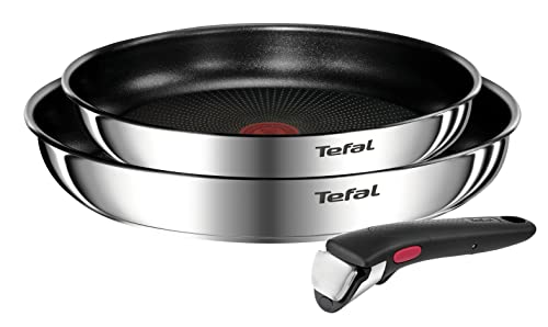 31lcislqugl.jpg Tefal Emotion Ingenio Lot de 3 poêles à induction en acier inoxydable 24/28 cm + poignée | Cuisine facile et rapide | Fa