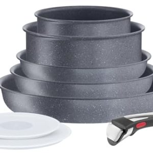 Tefal Ingenio Batterie de cuisine 8 pièces, induction, revêtement antiadhérent, empilable, poignée amovible, compatible