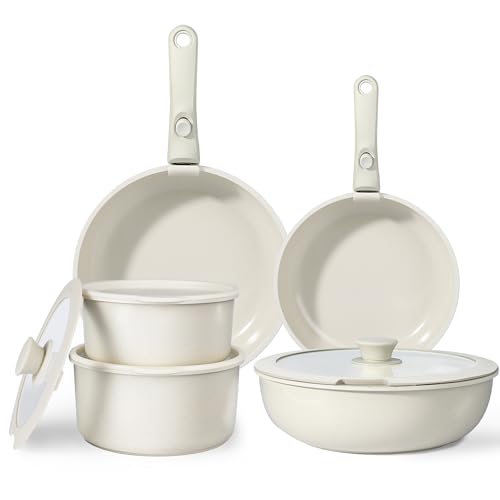 31q0pp6quul.jpg GiPP - Ensemble de Casseroles et Poêles en Céramique Antiadhésif - Professionnels avec Poignées Détachables, Sans Produi