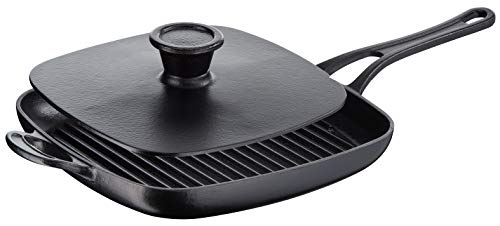 31siq3gkf3l.jpg Tefal Jamie Oliver Premium fonte d'acier 22 cm, Fonte, Noir - Grill presse, Fonction chauffage rapide - 22 cm