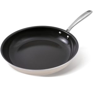 Poêle Antiadhésive Céramique 20cm Gris Blanc Famille Cuisine Sans Produits Chimiques Nocifs