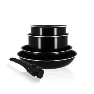 MENASTYL SET DE 5 PIÈCES IRIS aluminium NOIR induction 2 casseroles 16/18CM + 2 poêles 22/26CM + poignée amovible - 6020