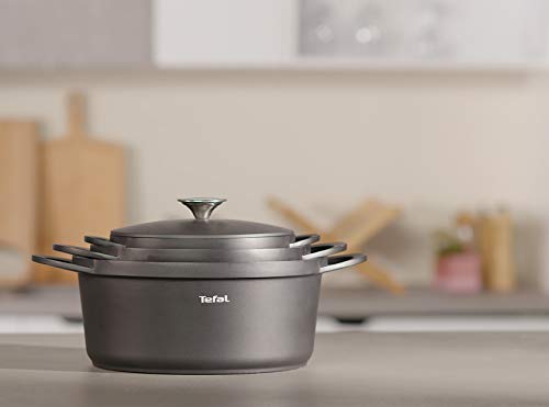 31vfcrmflll.jpg Tefal Trattoria E21846 Cocotte Anti-adhésif Aluminium, Bonne Conservation de Chaleur, Convient à Tous Les Types de Plaqu