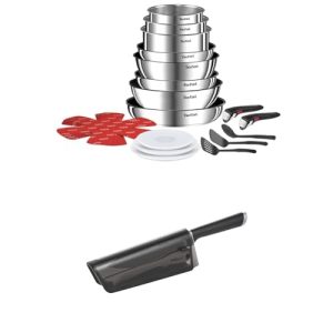 Lot de Tefal Ingenio Batterie de cuisine 20 pièces Empilable Induction + Couteau de chef Aiguiseur intégré Inox