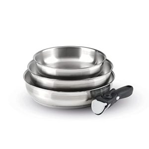 Batterie de cuisine à induction Qdesign 4 pièces - Acier inoxydable - Lot pour tous types de feux - Sans PFOA - Argenté
