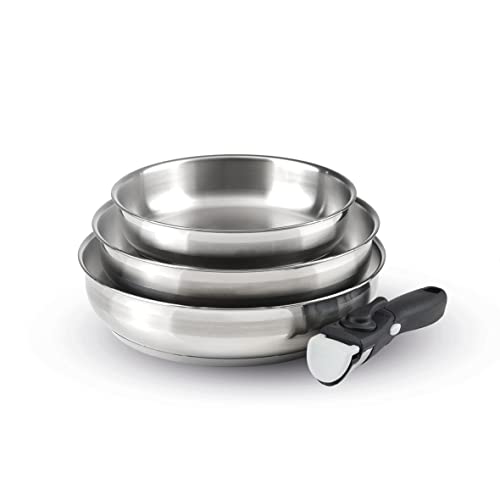 31wdaheiw8l.jpg Batterie de cuisine à induction Qdesign 4 pièces - Acier inoxydable - Lot pour tous types de feux - Sans PFOA - Argenté