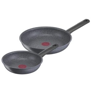 Tefal Natural On Lot 2 poêles 20/26 cm, induction et revêtement antiadhésif pour cuisine française, fonction thermosigna