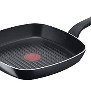 Poêle à griller Tefal B55540 - Facile à nettoyer - Anti-adhésif - Noire - 26 x 26 cm - Cuisson saine - Signal thermique
