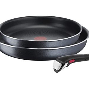 Tefal Ingenio XL Force 3 poêles 24/28 cm amovibles indicateur de température revêtement antiadhésif empilables Gris/Bleu