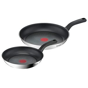 Tefal Comfort Max Lot de 2 poêles 24/28 cm induction anti-adhésif acier inoxydable haute qualité indicator température p