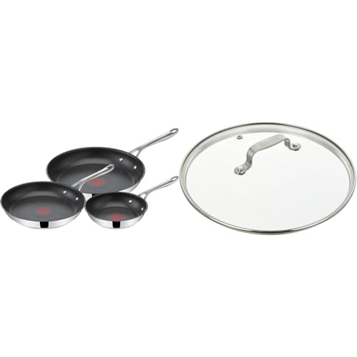 31cskg1frml.jpg Tefal Jamie Olivers Cook's Induction 20/24/28 cm Poêles Inoxydables Couvercle Vitré Lot de 3 Éléments Cruciaux