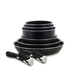 MENASTYL - Set de 8 Pièces Cuisine Professionnelle - 3 Poêles & 3 Casseroles Grandes Capacités + Poignées Sécurisées - H
