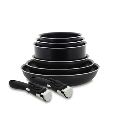 31efujnx2dl.jpg MENASTYL - Set de 8 Pièces Cuisine Professionnelle - 3 Poêles & 3 Casseroles Grandes Capacités + Poignées Sécurisées - H