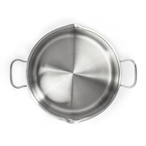 31ekzsav4vl.jpg Tefal Faitout 24 cm Induction Acier Inoxydable 18/10 10 Ans Garantie Couvercle Filtrant Verre Base 3 Couches Duetto A705