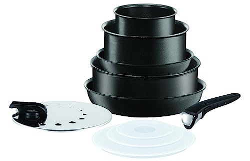 31ev2jio5ol.jpg Tefal Ingenio Ultimate Set de 10 ustensiles de cuisine empilables Noir + revêtement anti-adhésif + indicateur de tempéra