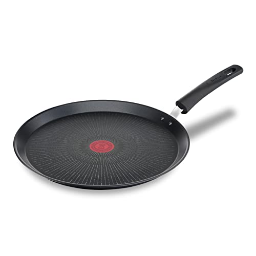 31gy50gu0vl.jpg Tefal Poêle à crêpe 28 cm induction, revêtement antiadhésif résistant aux rayures, thermo-signal, fabriqué en France, Un