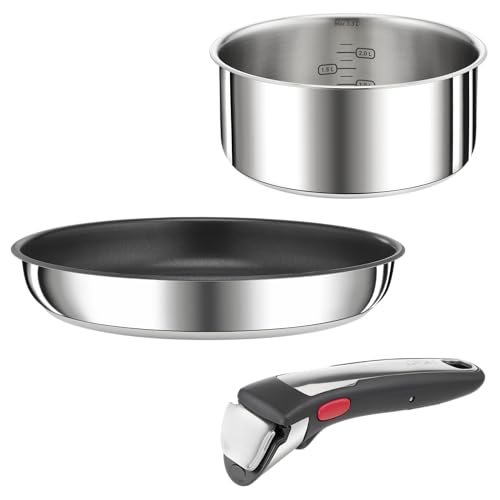 31n5hzvkgl.jpg Tefal Ingenio Preference Poêle et Casserole en Acier Inoxydable pour Induction Empilables et Compatible Lave-Vaisselle