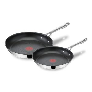 Tefal Jamie Oliver Cook's Direct Inox Lot de 2 poêles 24/28 cm pour cuisine professionnelle et amatrices de cuisine, con