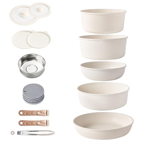 31tl093mtsl.jpg RIOVARM Induction Batterie Antiadhésive Granit Détachables Empilables, Cuisine Professionnelle Peu Encombrant PoêleàFrit