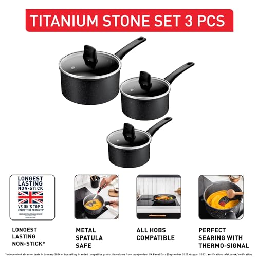 41 02nl u6l.jpg Tefal Lot de 3 poêles en titane 16/18/20 cm + couvercles | Revêtement anti-adhésif haute performance | Compatible induct