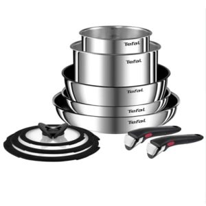 Tefal Ingenio Emotion Lot de 10 Poêles Inoxydables Peu Encombrants Polyvalents Passent au_four Convient à l'Induction Éc