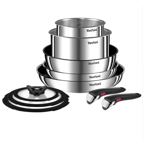 41 l6o3ibfl.jpg Tefal Ingenio Emotion Lot de 10 Poêles Inoxydables Peu Encombrants Polyvalents Passent au_four Convient à l'Induction Éc
