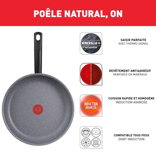 4100dow bol.jpg Poêle Tefal 26 cm induction antiadhésif thermo-signal facile à nettoyer cuisson saine fabriqué en France Natural On G280