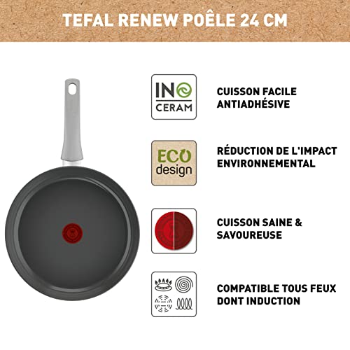 411hoo4kg5l.jpg Tefal Renew On Poêle 24 cm, Revêtement antiadhésif céramique, Cuisine Eco-conception C4270432 Gris Tefal Renew On Poêle