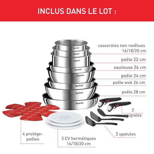 418avnqz8el.jpg Tefal Ingenio Batterie de cuisine 20 pièces, Induction, Poêles et casseroles, Siegeurs français, Cuisine professionnelle