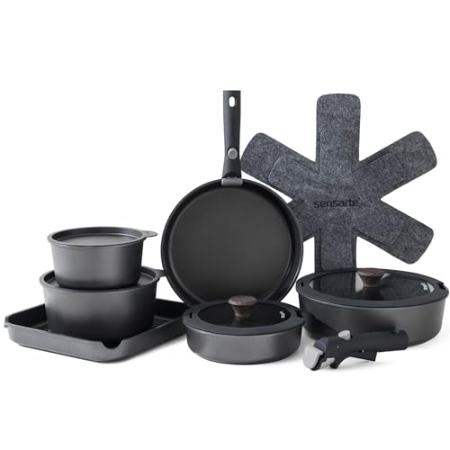 418cpst1il.jpg Batterie de Cuisine SENSARTE Induction 17Pcs, Compatible Lave-vaisselle, Antiadhésif Recycled Claim Standard