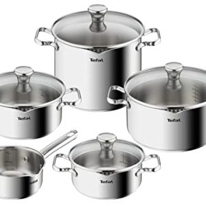 Casserole Tefal Duetto On A705S936, Induction, Inox 10 Ans, Cuisine Professionnelle, Set de 9 Pièces