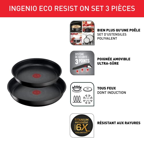 418z3bahsjl.jpg Tefal Ingenio Lot de 2 poêles Eco Resist Revêtement antiadhésif Induction Empilable Empilable Indicateur démarrage de cu