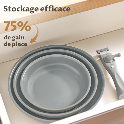 41aolw3kqfl.jpg Ensemble de poêles induction Poignée amovible 7 pièces 24 cm, Revêtement céramique antiadhésif, Pour tous types de plaqu