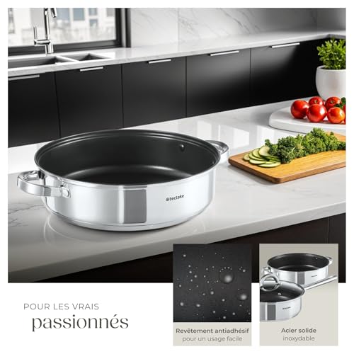 41atwakf0yl.jpg tectake® Set de casseroles et poêles inox anti-adhésif pour induction cuisinère gaz et vitrocéramique idéal pour cuisini