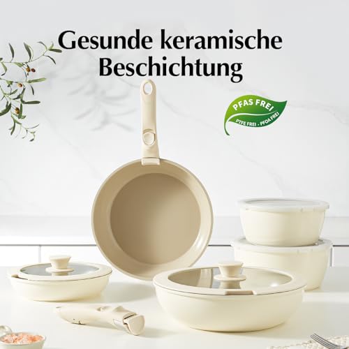 41hblmqn7vl.jpg Redchef lot de 16 poêles et casseroles batterie de cuisine antiadhésive en céramique pour camping non toxique sans PFAS