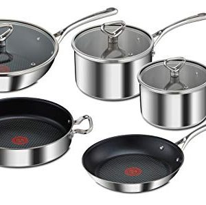 Tefal Reserve Collection Batterie de cuisine 5 pièces Antiadhésif sûr Induction E475S544 Pas Cher pour Cuisine Professio